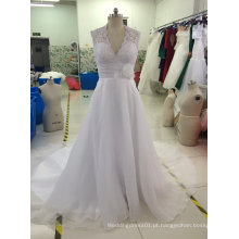 Aoliweiya Brand New Real Sample Bridal Wedding Dress com pequenas contas